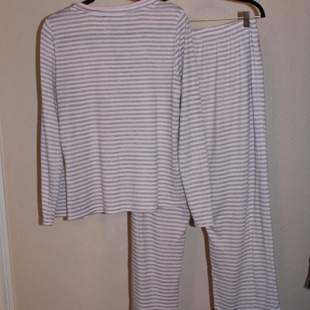 COPY - Laura Ashely Grey and White Stripe Pajamas - Picture 4 of 5